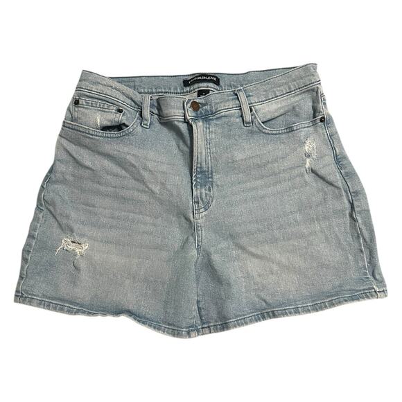Calvin Klein Jeans Women’s Size 31 Light Blue Distressed High Rise Mom Shorts - Picture 1 of 11